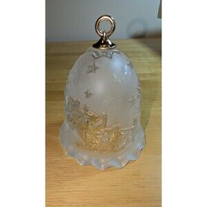 Mikasa Holiday Bell Frosted Santa in Sleigh w/ Reindeer 5" Tall 4" Wide Germany